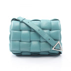 Bottega Veneta Shoulder Bag Padded Cassette Intrecciato Blue Leather Maxi