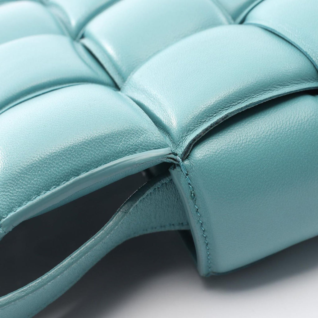 Bottega Veneta Shoulder Bag Padded Cassette Intrecciato Blue Leather Maxi — view 7