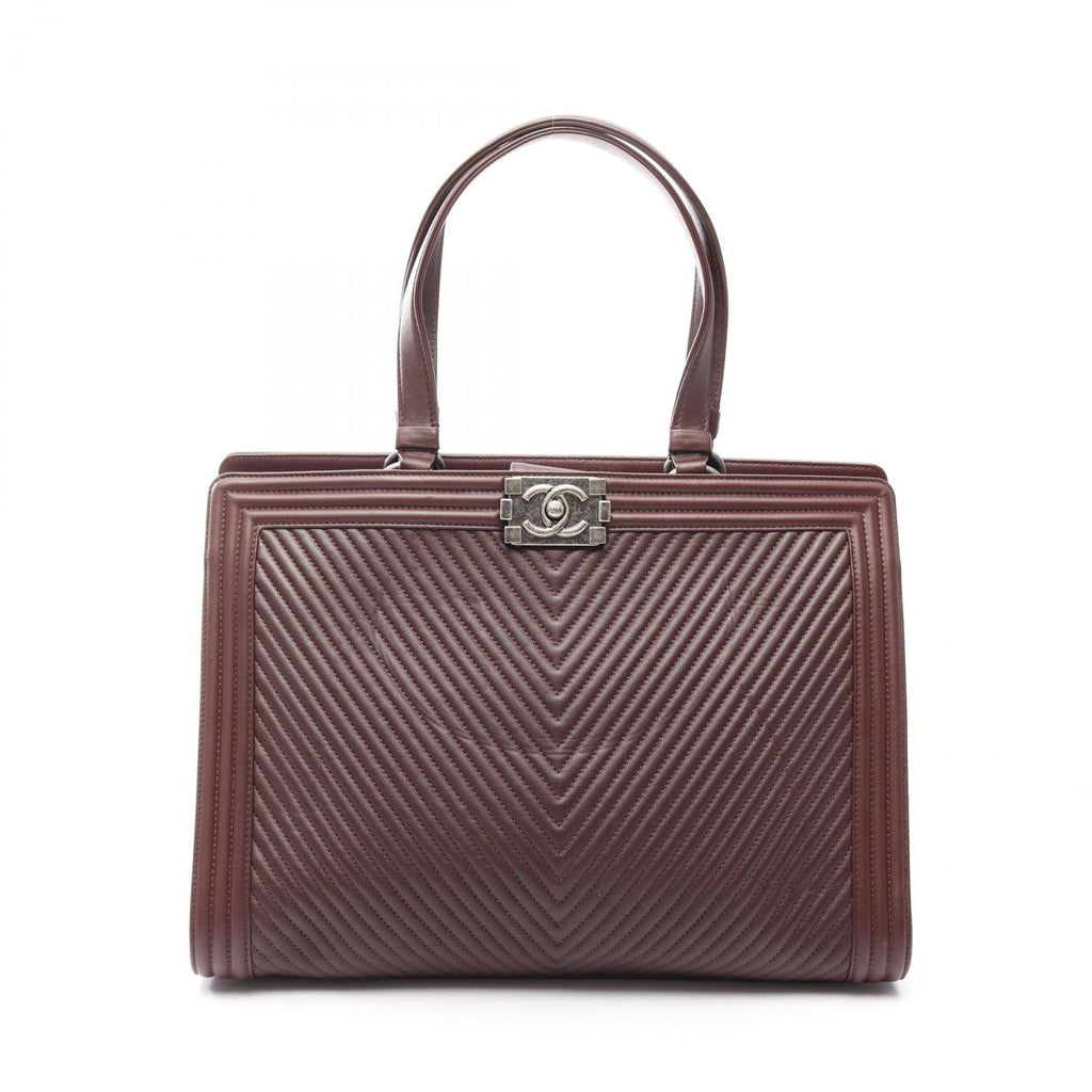 Chanel Tote Boy Stitch Wine Lambskin Shopping
