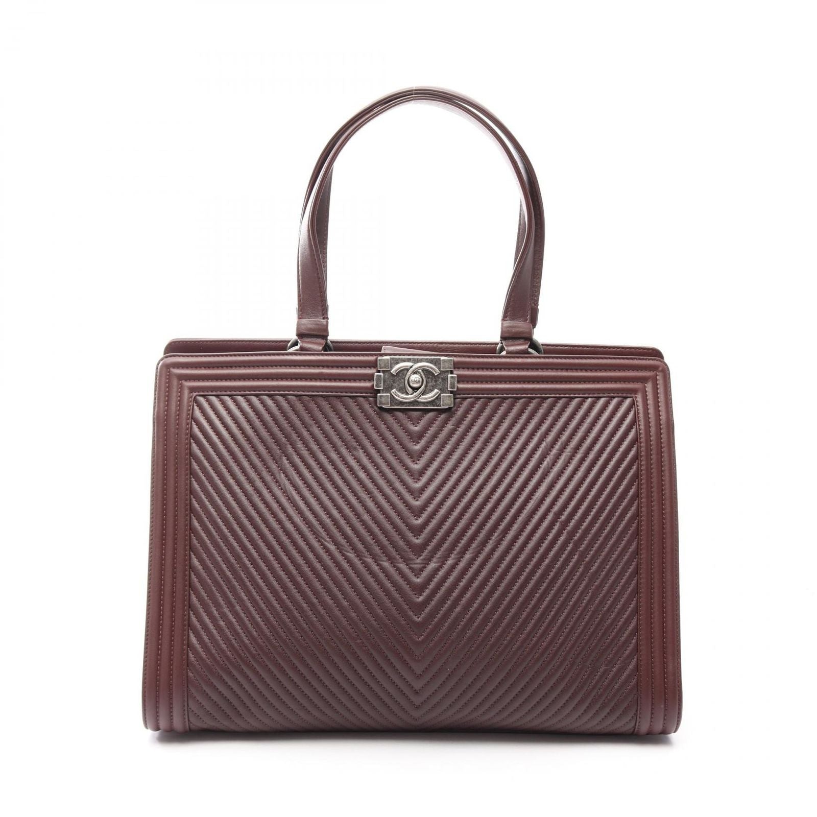 Chanel Tote Boy Stitch Wine Lambskin Shopping