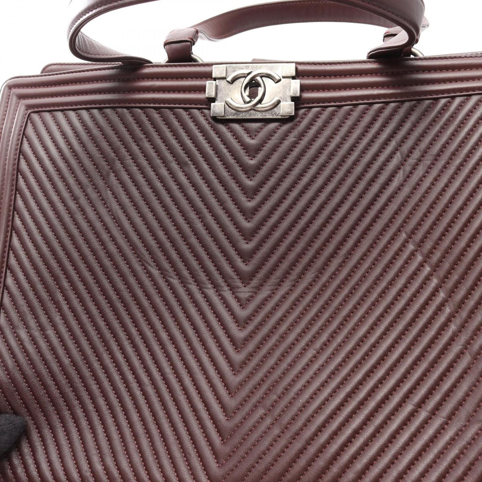 Chanel Tote Boy Stitch Wine Lambskin Shopping — view 9