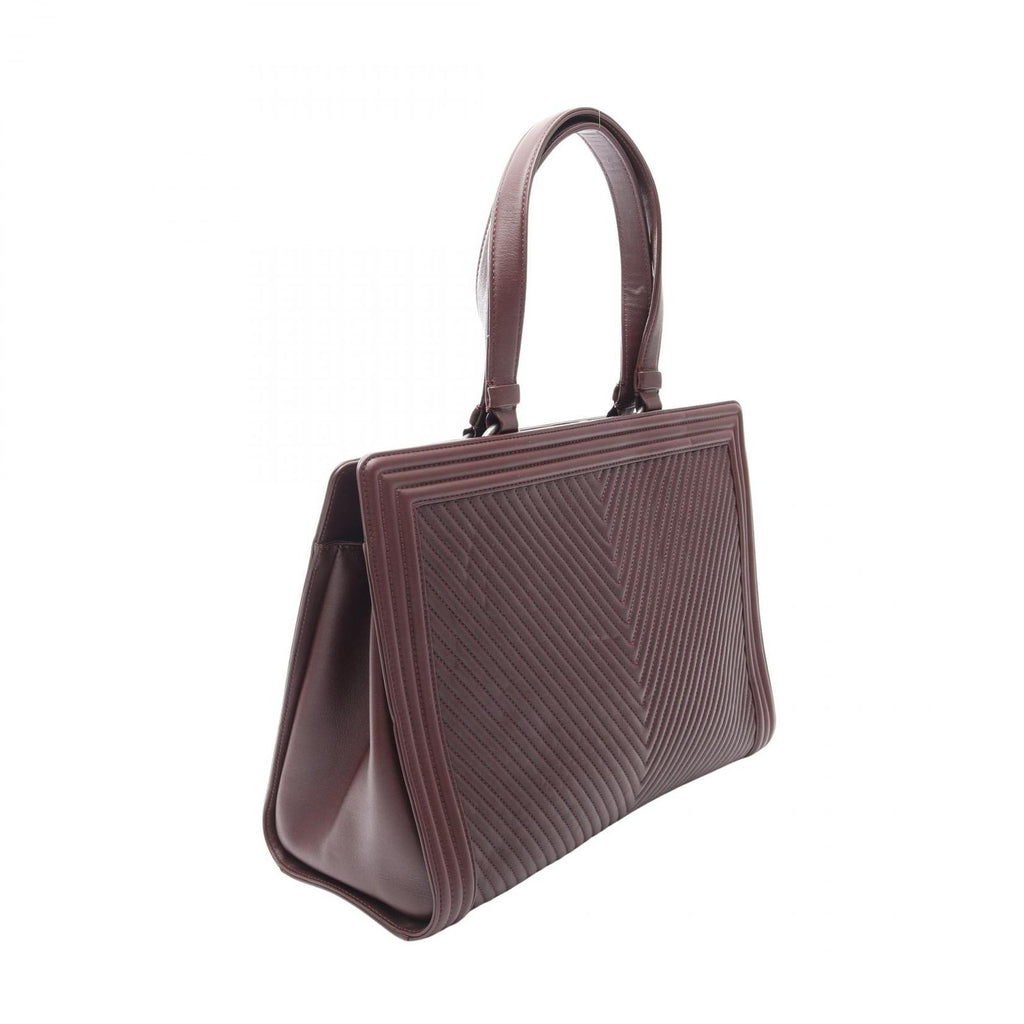 Chanel Tote Boy Stitch Wine Lambskin Shopping — view 2