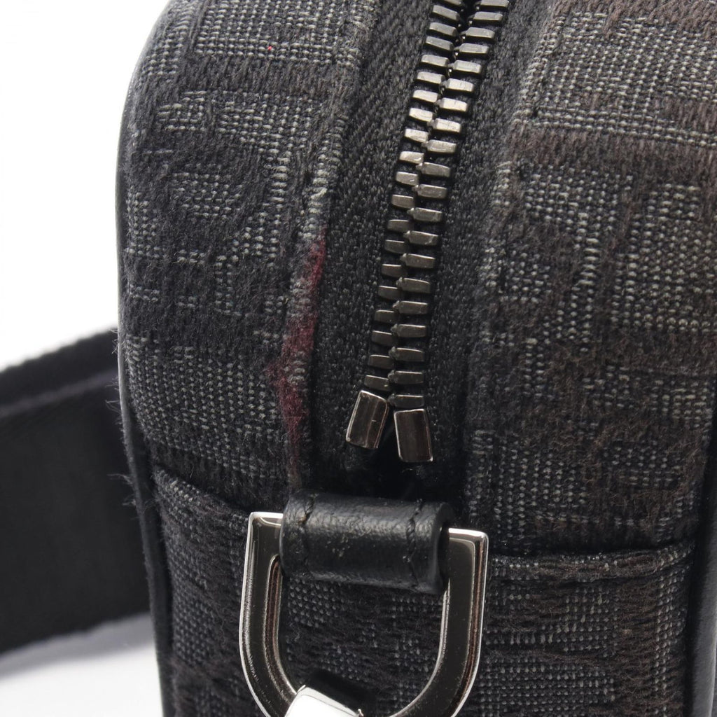 Dior Shoulder Bag Safari Oblique Black Gray Canvas Leather — view 8