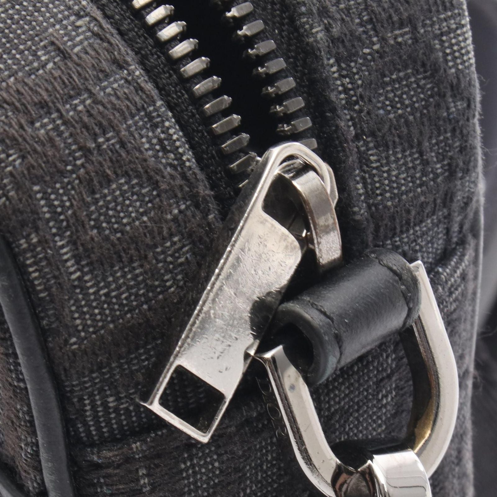 Dior Shoulder Bag Safari Oblique Black Gray Canvas Leather — view 9