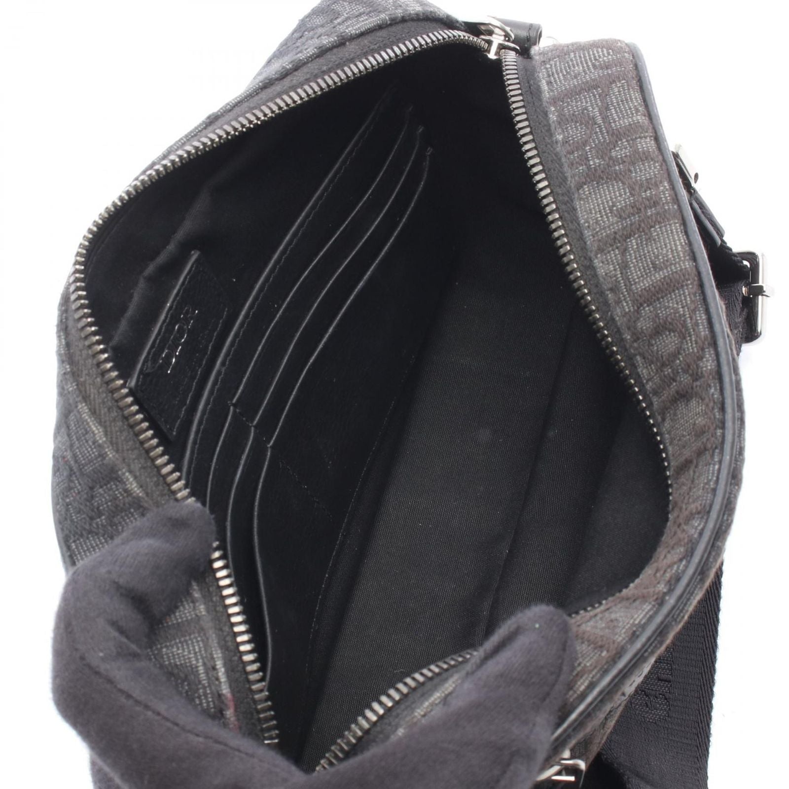 Dior Shoulder Bag Safari Oblique Black Gray Canvas Leather — view 3