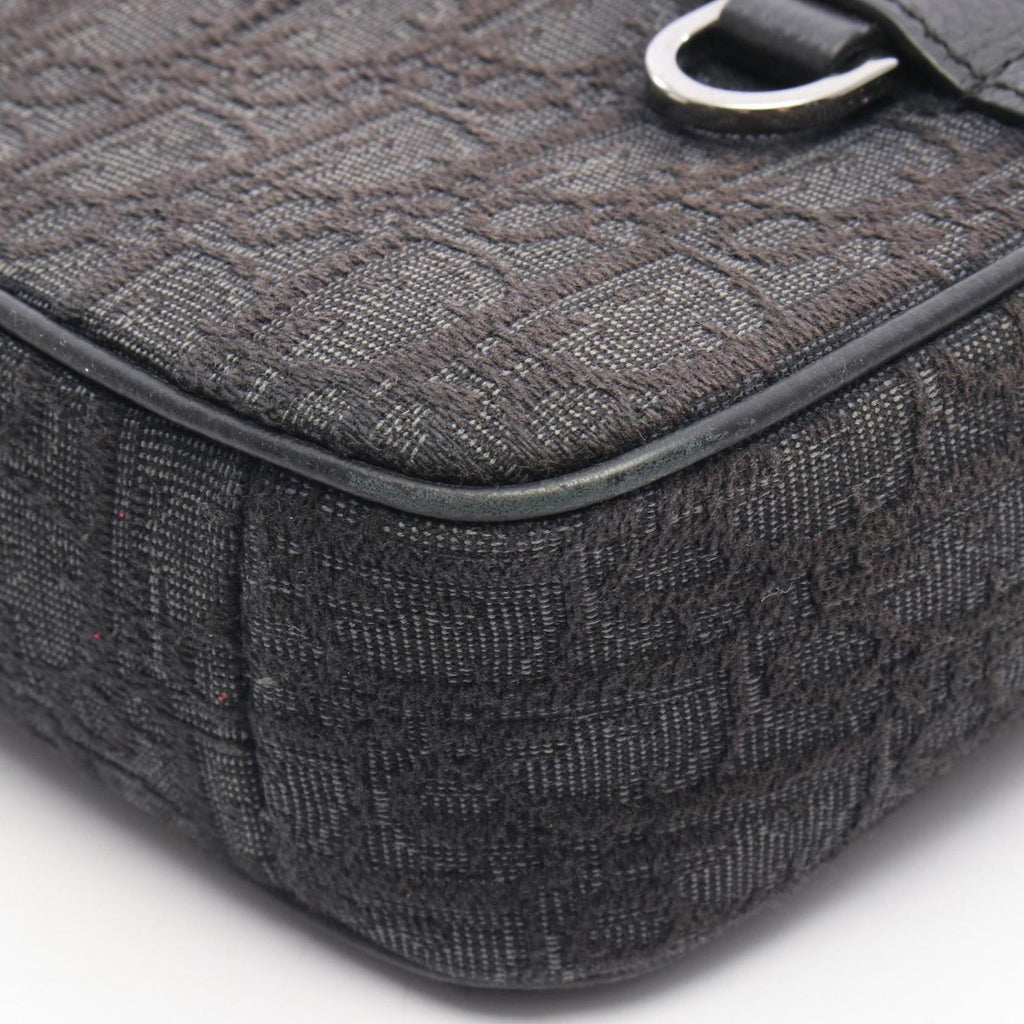 Dior Shoulder Bag Safari Oblique Black Gray Canvas Leather — view 7