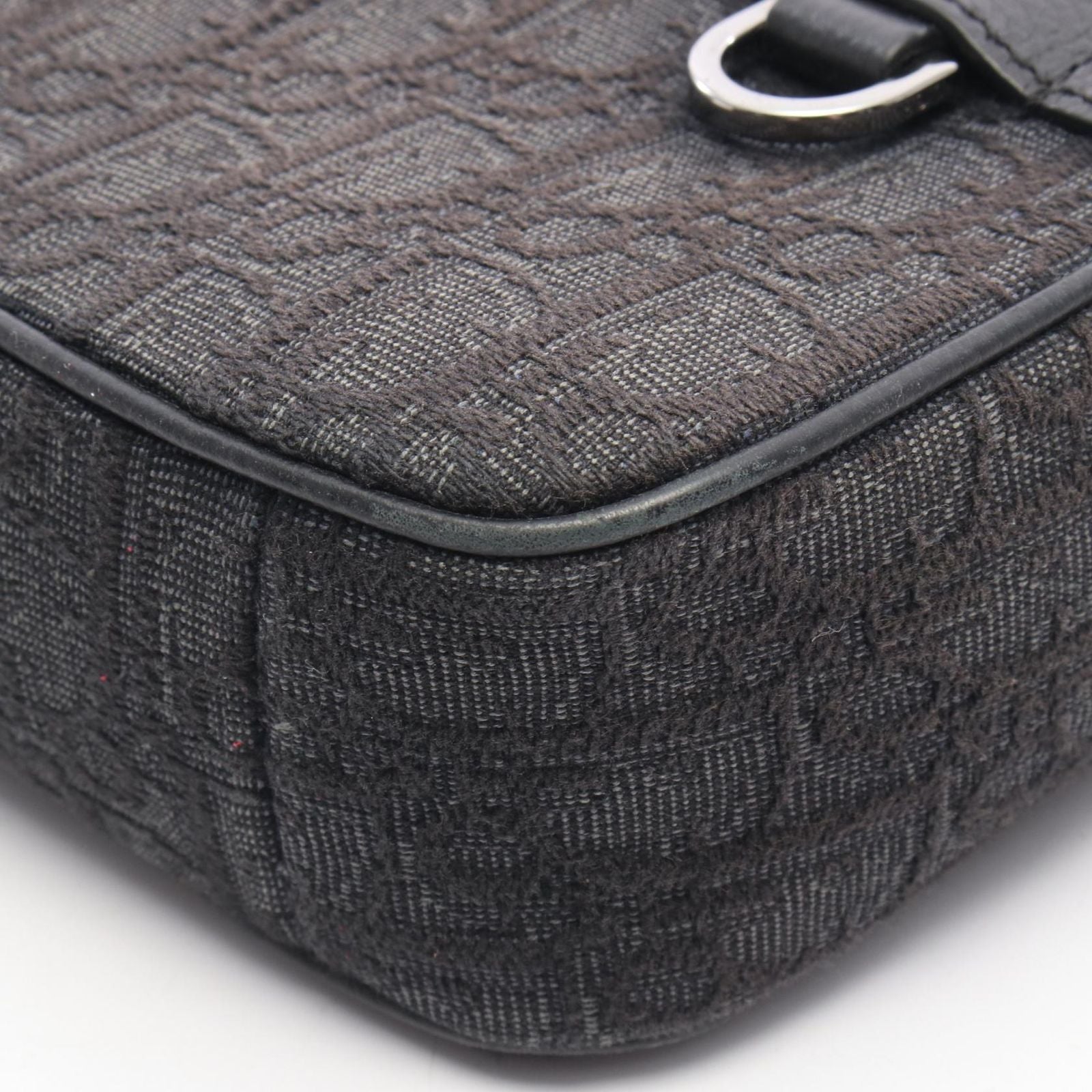 Dior Shoulder Bag Safari Oblique Black Gray Canvas Leather — view 7