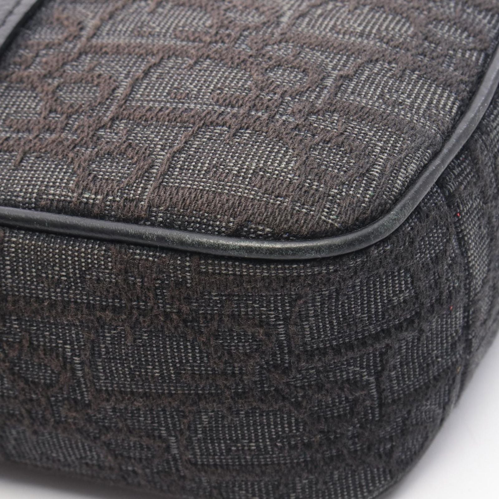 Dior Shoulder Bag Safari Oblique Black Gray Canvas Leather — view 6