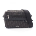 Dior Shoulder Bag Safari Oblique Black Gray Canvas Leather