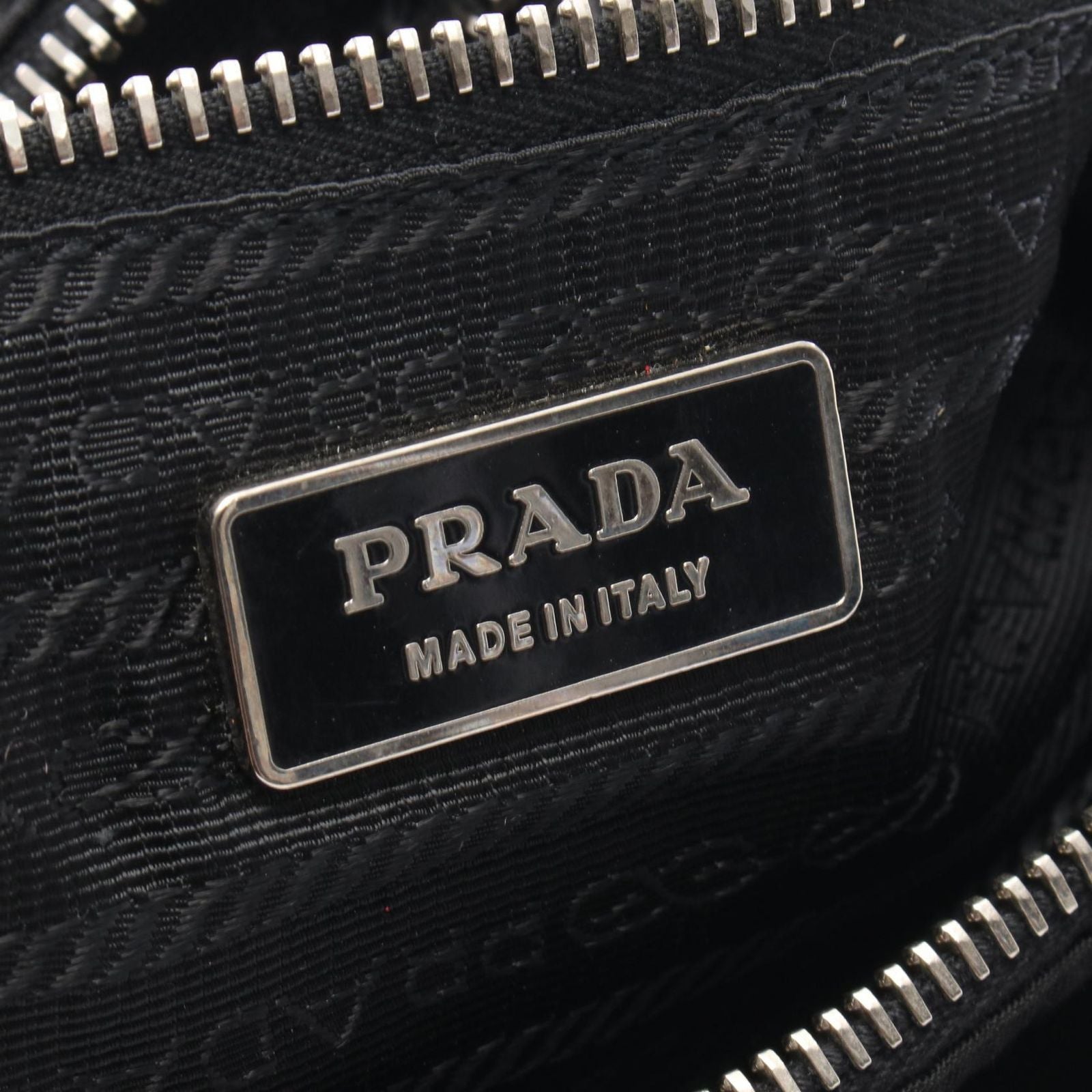 Prada Shoulder Bag Vela Vintage Black Nylon Saffiano Leather Triangle Logo — view 4