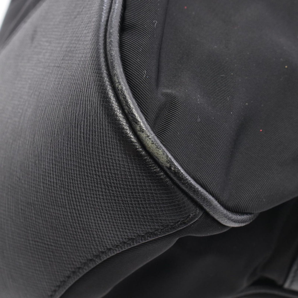Prada Shoulder Bag Vela Vintage Black Nylon Saffiano Leather Triangle Logo — view 7