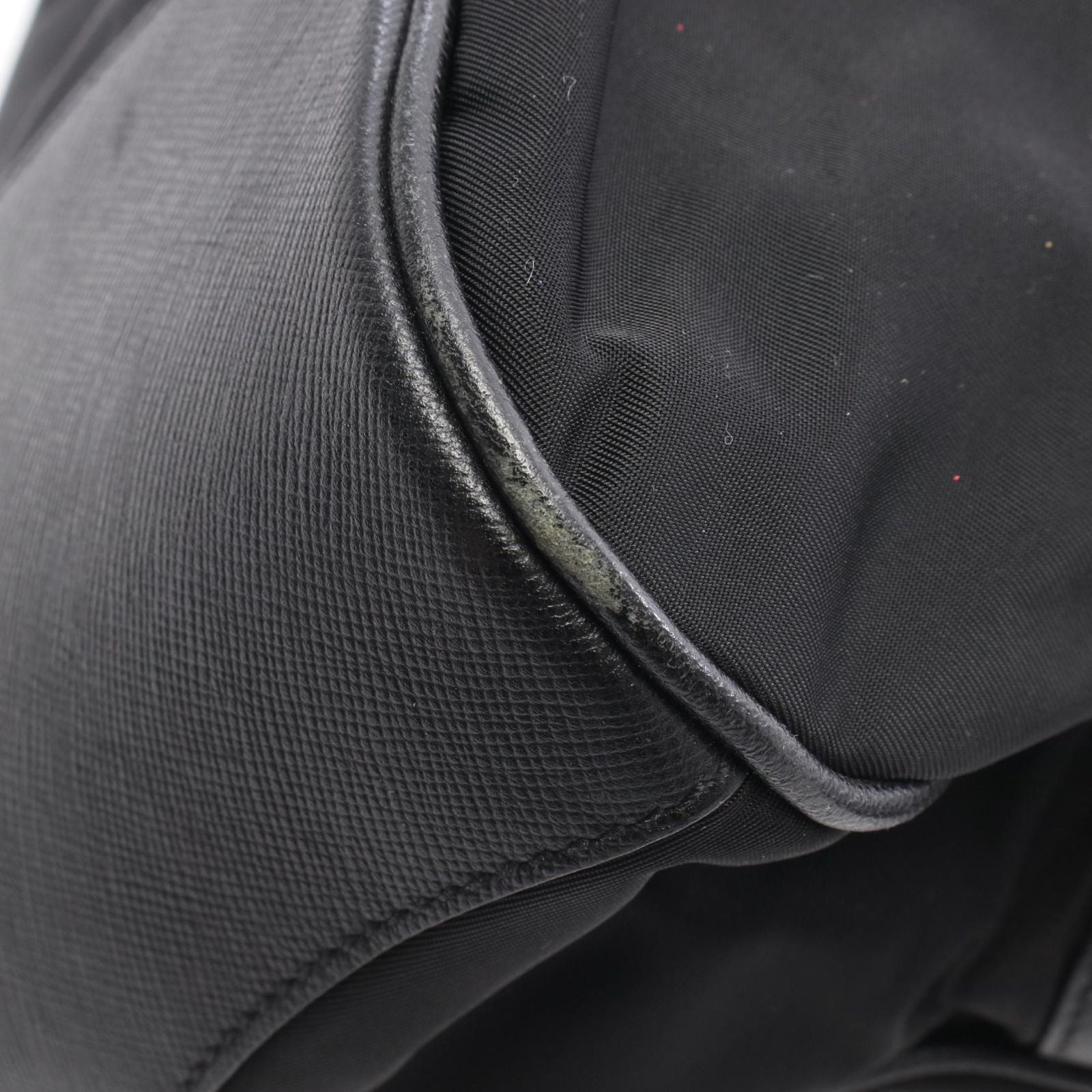 Prada Shoulder Bag Vela Vintage Black Nylon Saffiano Leather Triangle Logo — view 7