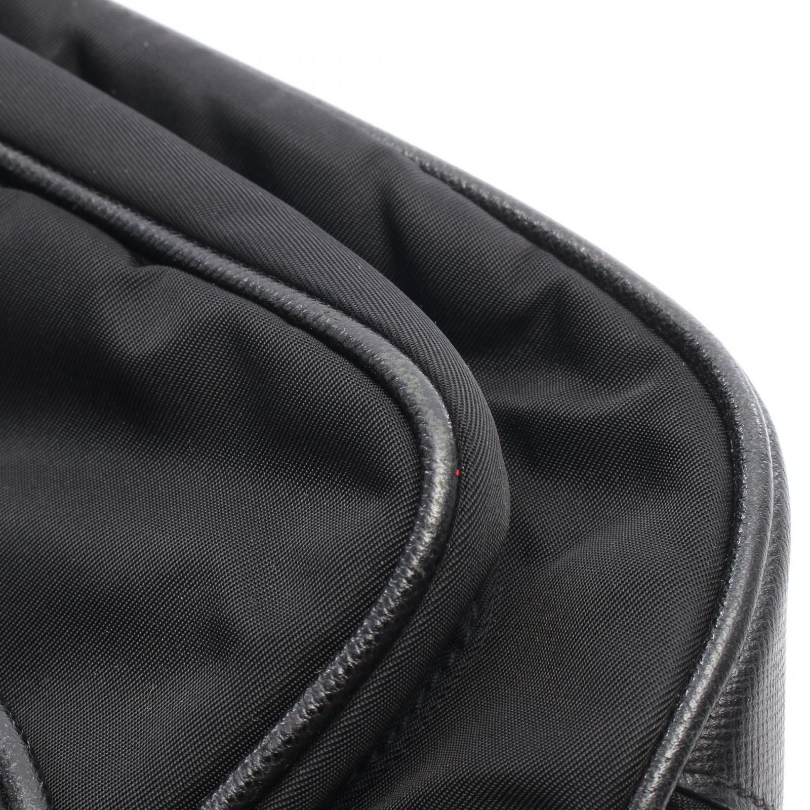 Prada Shoulder Bag Vela Vintage Black Nylon Saffiano Leather Triangle Logo — view 5