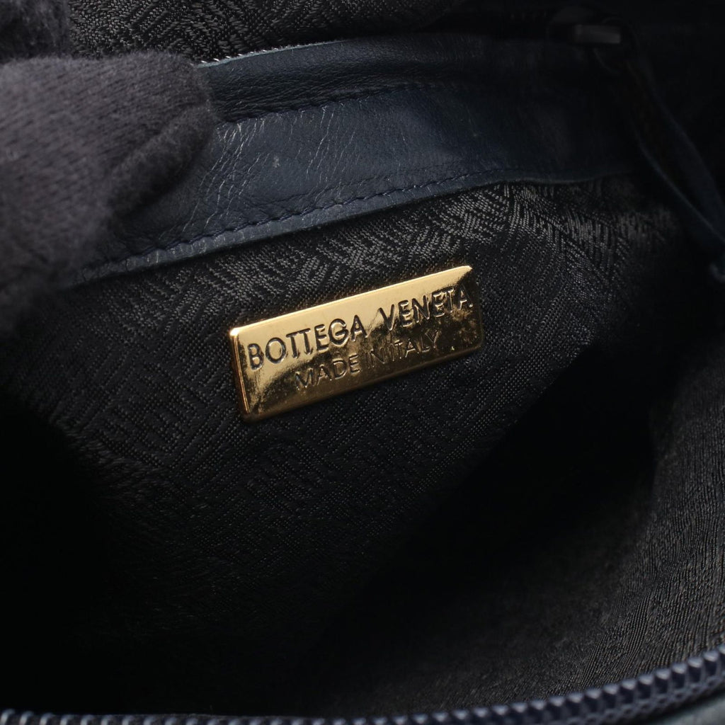 Bottega Veneta Shoulder Bag Intrecciato Navy Leather Bag with Mirror — view 4