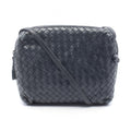 Bottega Veneta Shoulder Bag Intrecciato Navy Leather Bag with Mirror