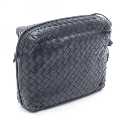 Bottega Veneta Shoulder Bag Intrecciato Navy Leather Bag with Mirror — view 2
