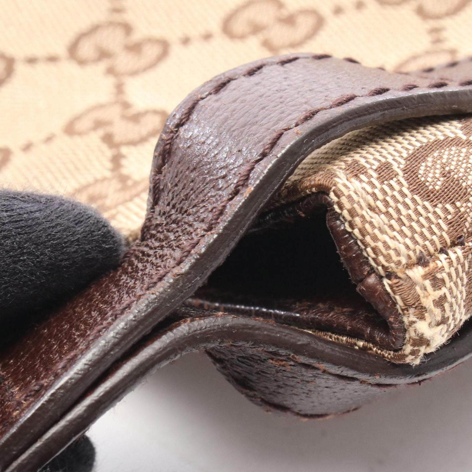 Gucci Shoulder Bag GG Canvas Beige Dark Brown — view 9