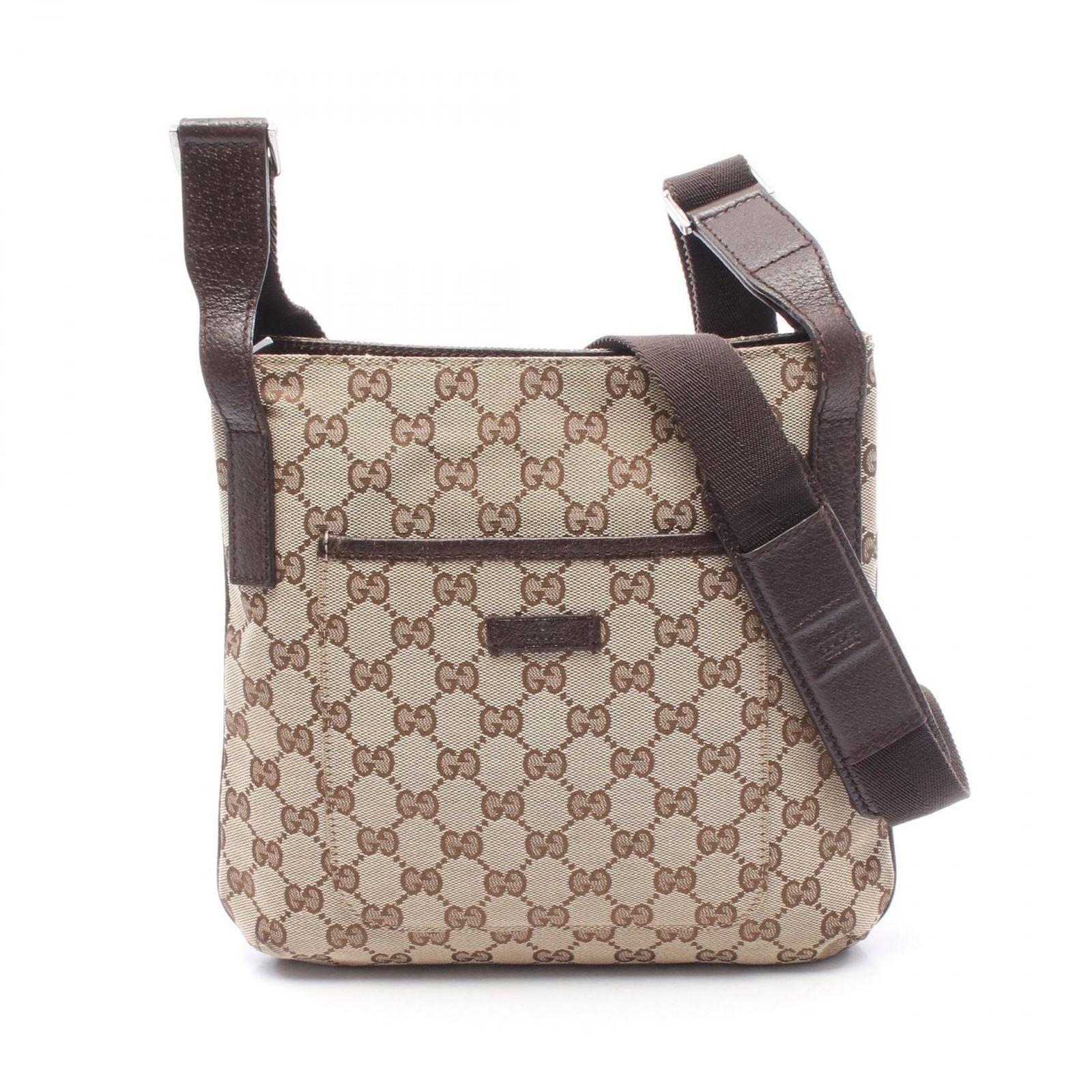 Gucci Shoulder Bag GG Canvas Beige Dark Brown