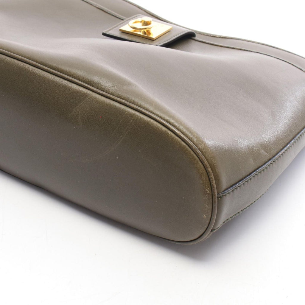 Celine Shoulder Bag Ganchini Khaki Leather — view 8