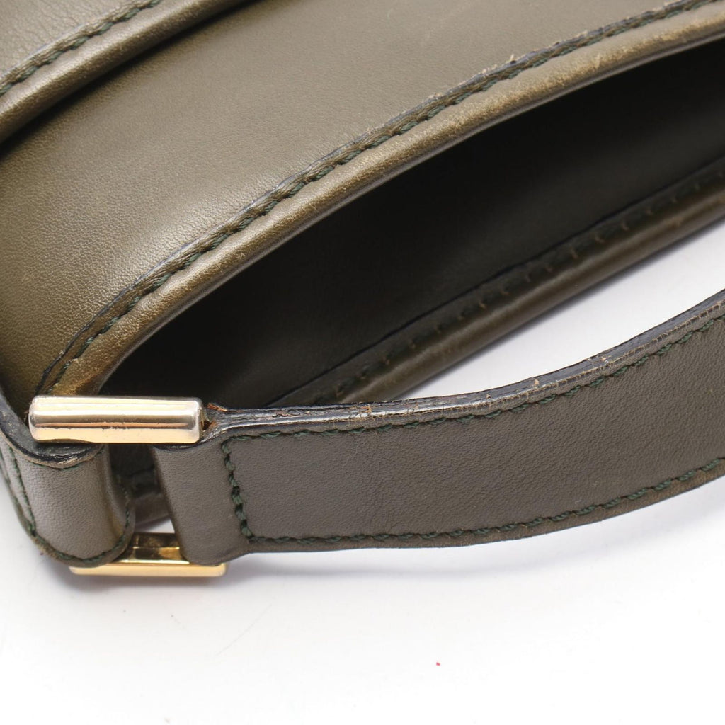 Celine Shoulder Bag Ganchini Khaki Leather — view 9