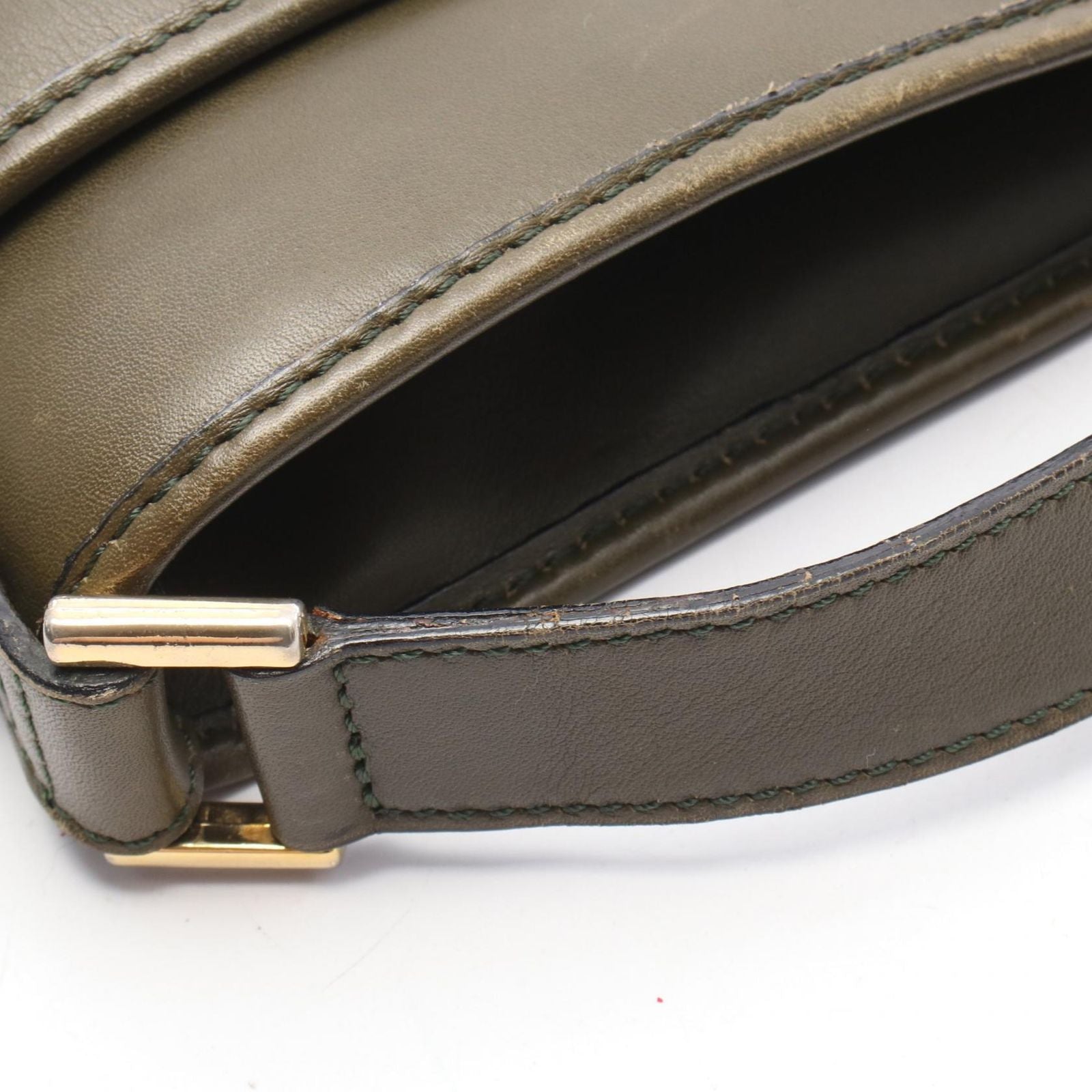 Celine Shoulder Bag Ganchini Khaki Leather — view 9