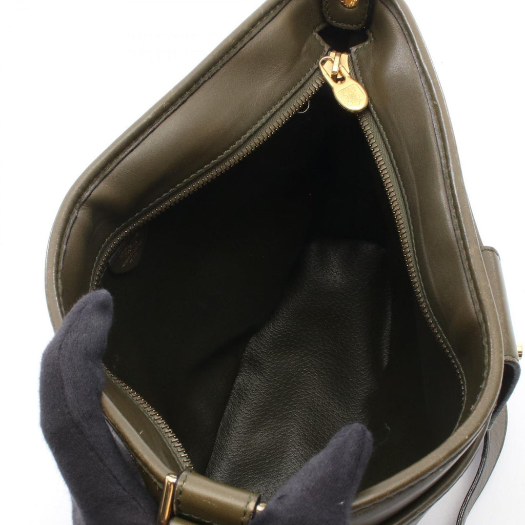 Celine Shoulder Bag Ganchini Khaki Leather — view 3