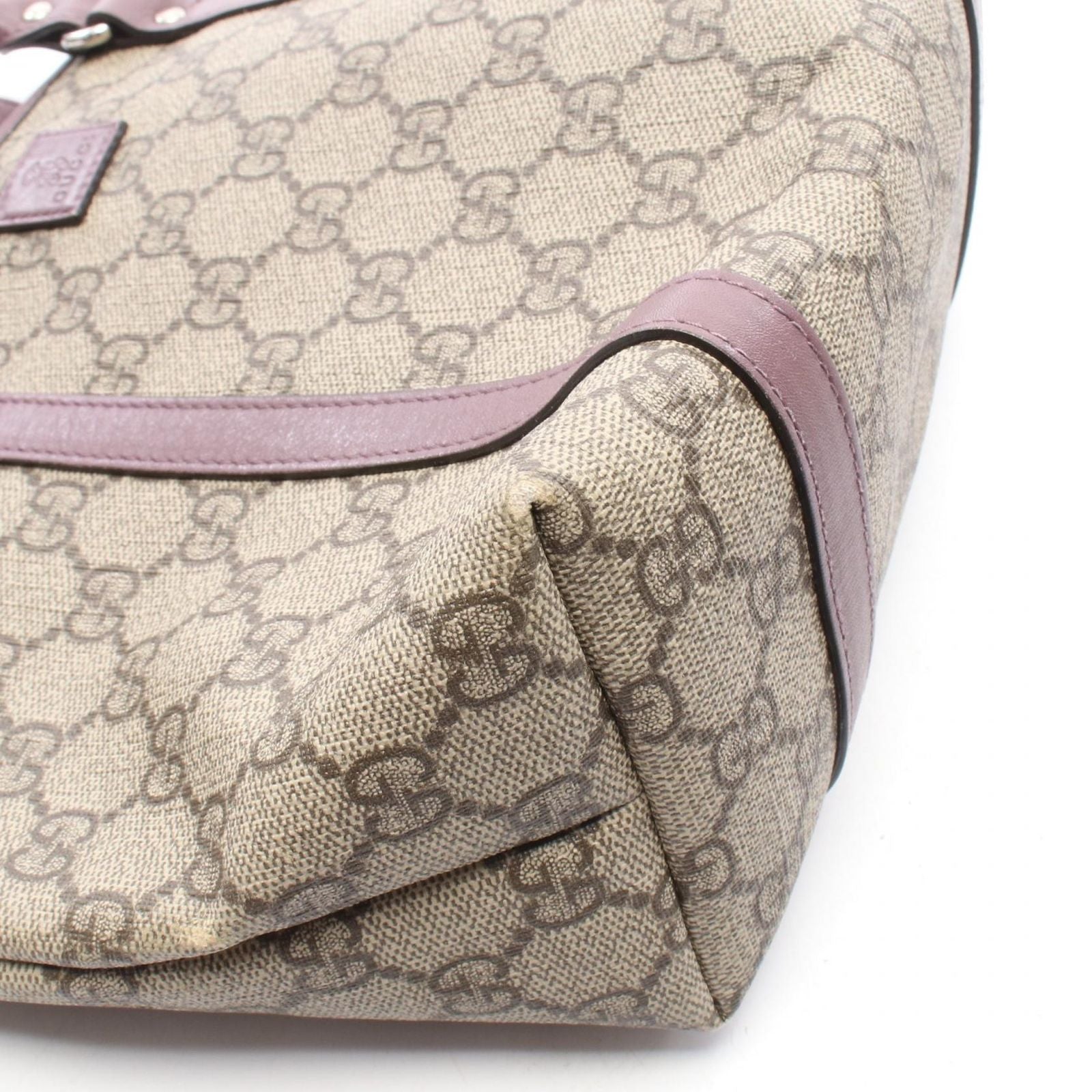 Gucci Tote Children's GG Supreme Beige Purple Canvas Leather — view 6