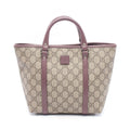 Gucci Tote Children's GG Supreme Beige Purple Canvas Leather