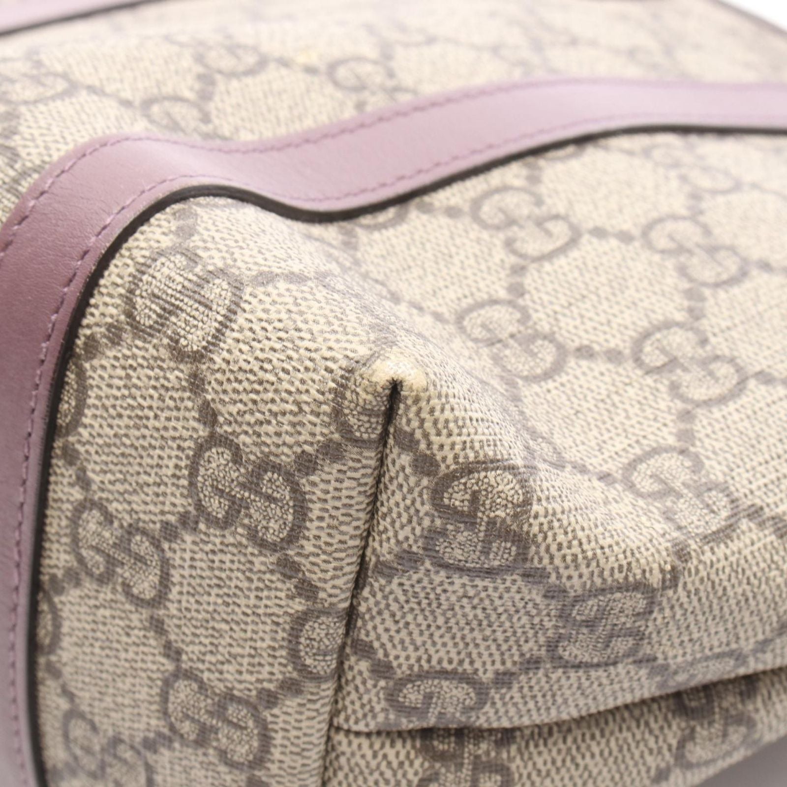 Gucci Tote Children's GG Supreme Beige Purple Canvas Leather — view 8