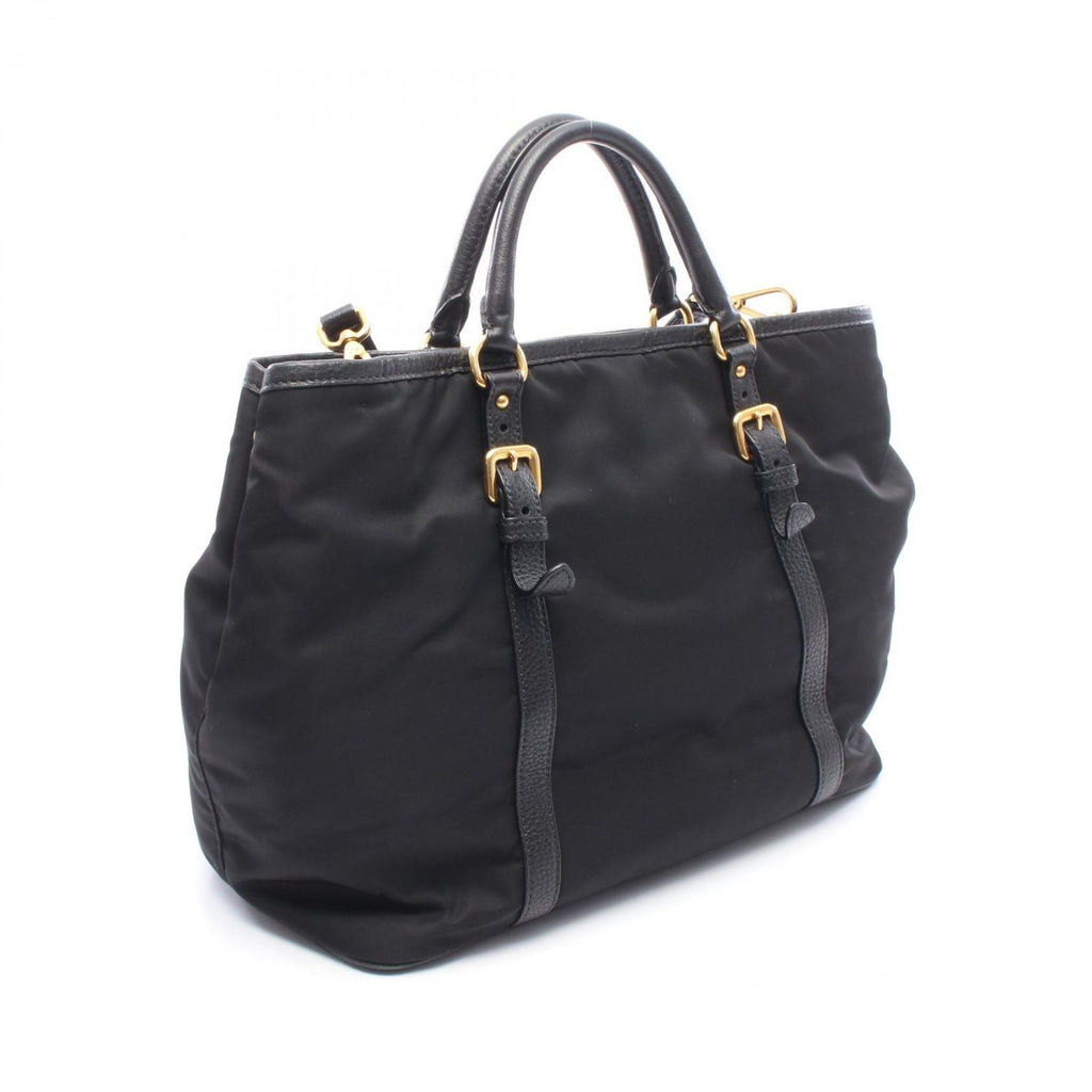 Prada Handbag Logo 2-Way Black Nylon Leather — view 2