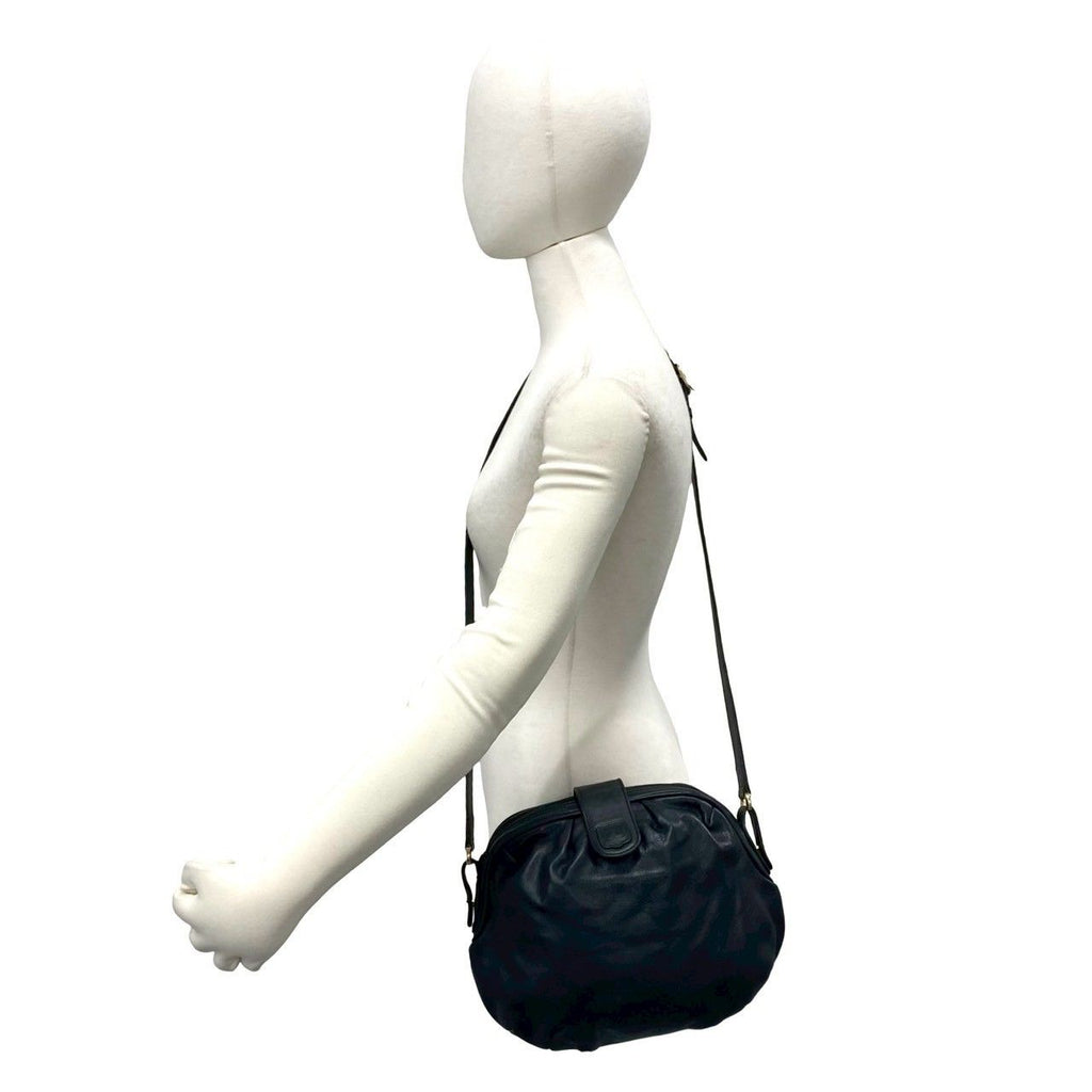 Celine Vintage Triomphe Logo Leather Mini Shoulder Bag Crossbody Pochette Black — view 2