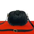 Celine Vintage Triomphe Logo Leather Mini Shoulder Bag Crossbody Pochette Black