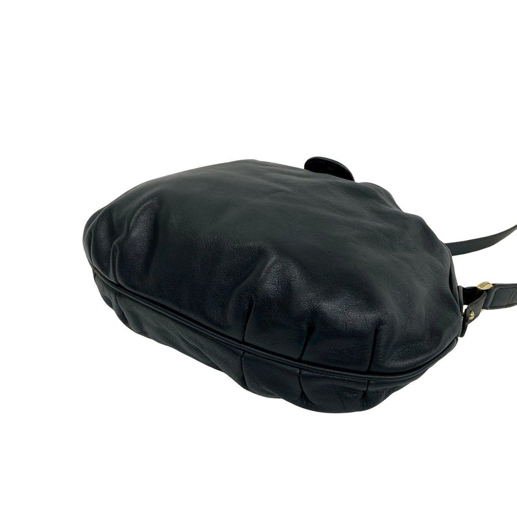 Celine Vintage Triomphe Logo Leather Mini Shoulder Bag Crossbody Pochette Black — view 8