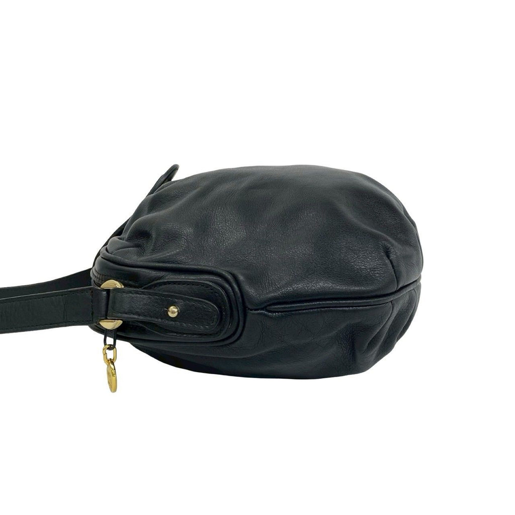 Celine Vintage Triomphe Logo Leather Mini Shoulder Bag Crossbody Pochette Black — view 5
