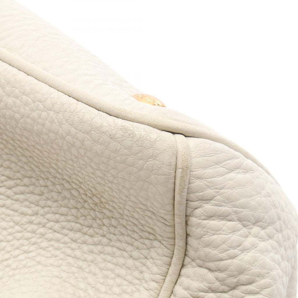 Prada Handbag Triangle Plate 2-Way White Leather Logo Hand — view 7