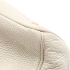 Prada Handbag Triangle Plate 2-Way White Leather Logo Hand — view 7