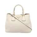 Prada Handbag Triangle Plate 2-Way White Leather Logo Hand