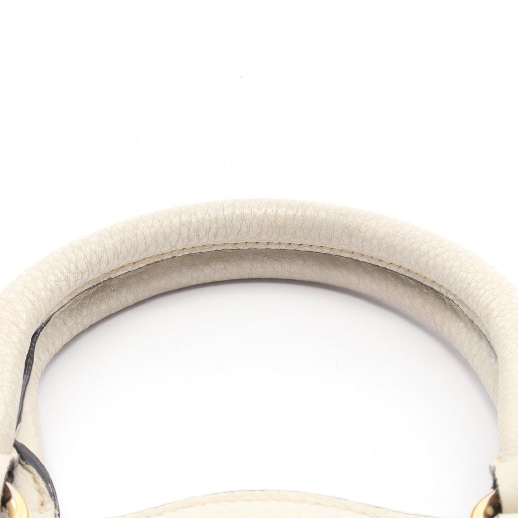 Prada Handbag Triangle Plate 2-Way White Leather Logo Hand — view 6