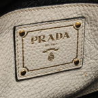 Prada Handbag Triangle Plate 2-Way White Leather Logo Hand — view 4