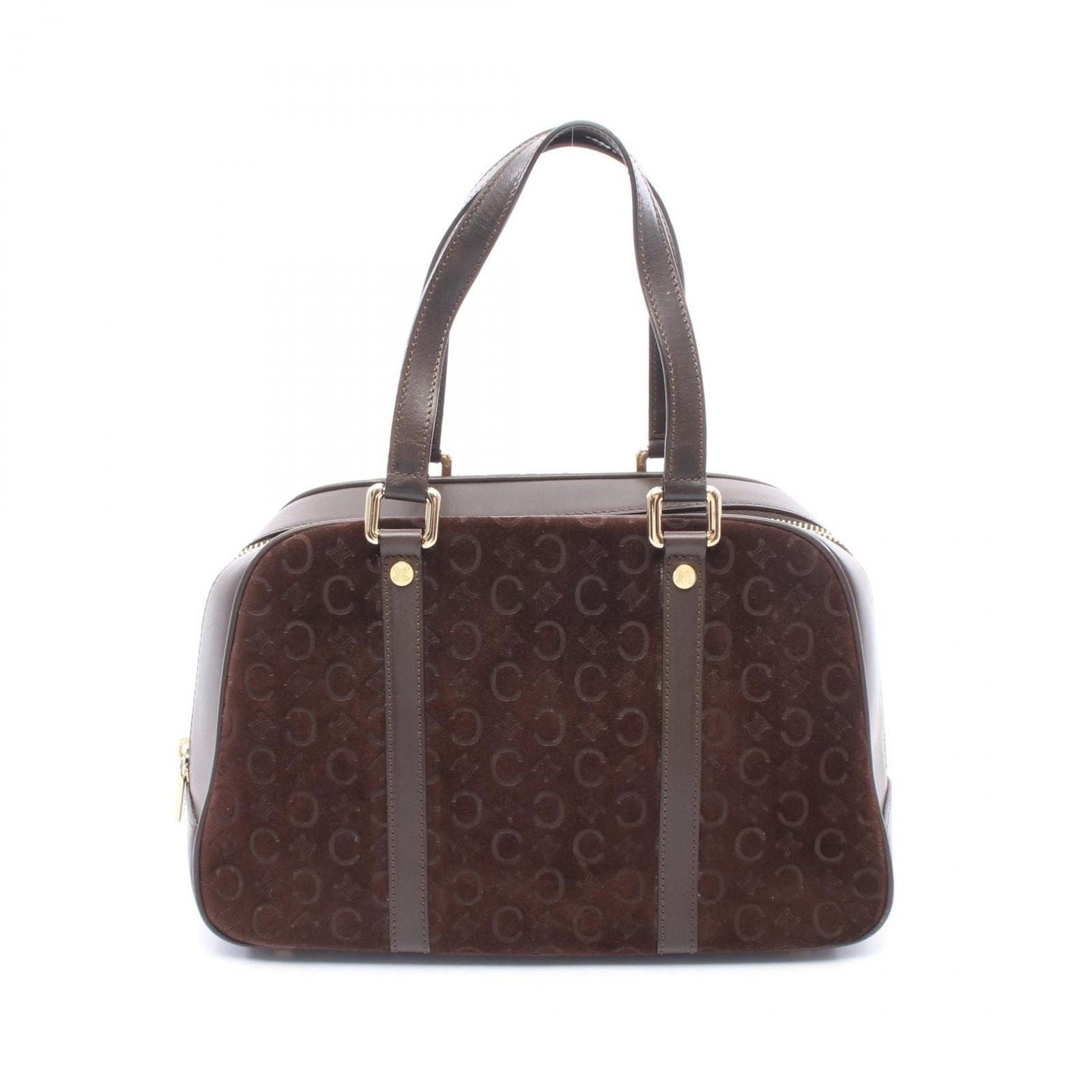 Celine Handbag C Macadam Dark Brown Suede Leather Hand