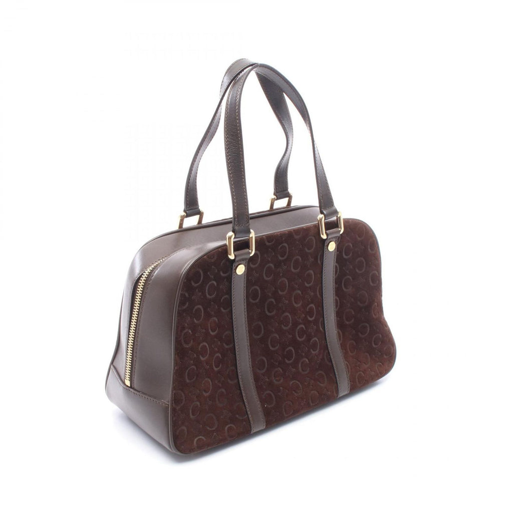 Celine Handbag C Macadam Dark Brown Suede Leather Hand — view 2