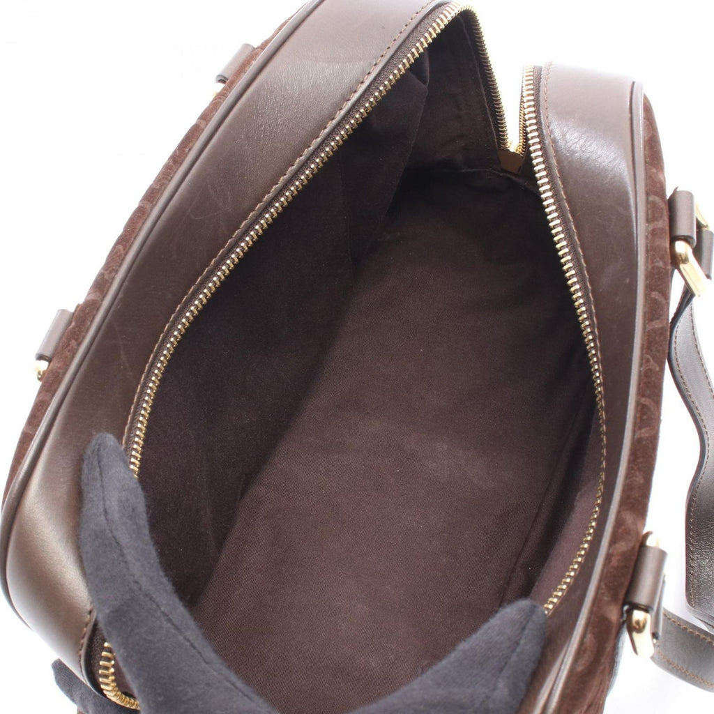 Celine Handbag C Macadam Dark Brown Suede Leather Hand — view 3
