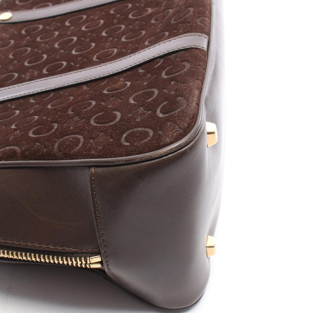 Celine Handbag C Macadam Dark Brown Suede Leather Hand — view 7