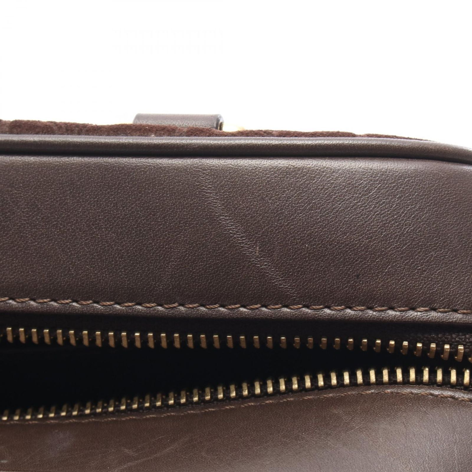 Celine Handbag C Macadam Dark Brown Suede Leather Hand — view 9