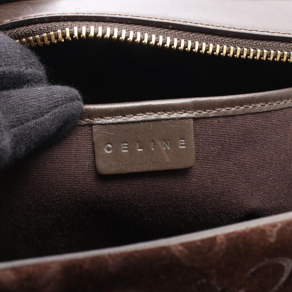 Celine Handbag C Macadam Dark Brown Suede Leather Hand — view 4