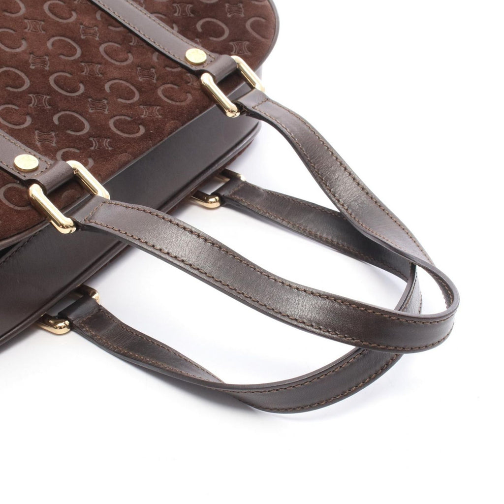 Celine Handbag C Macadam Dark Brown Suede Leather Hand — view 6