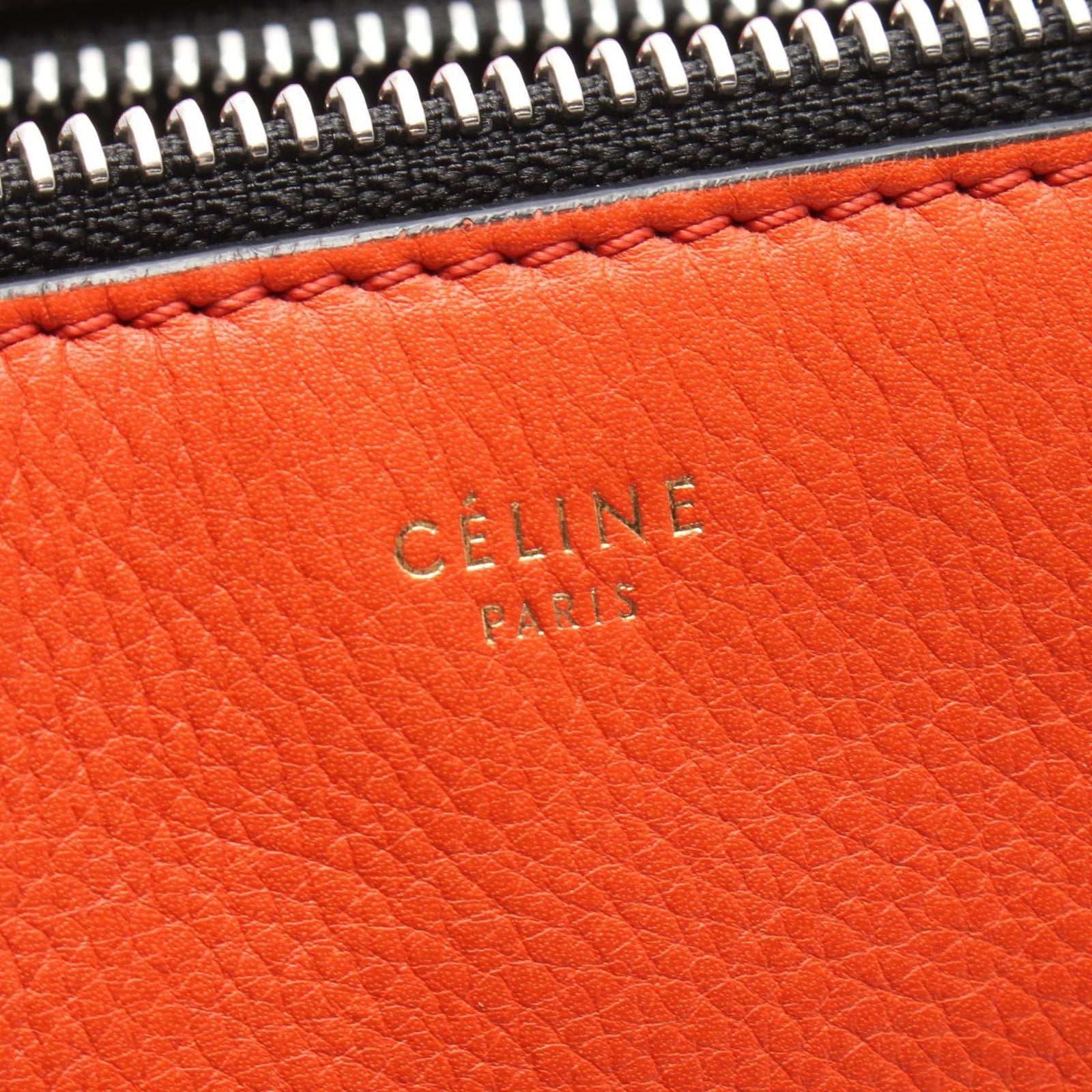 Celine Handbag Edge Medium Orange Leather Hand — view 4