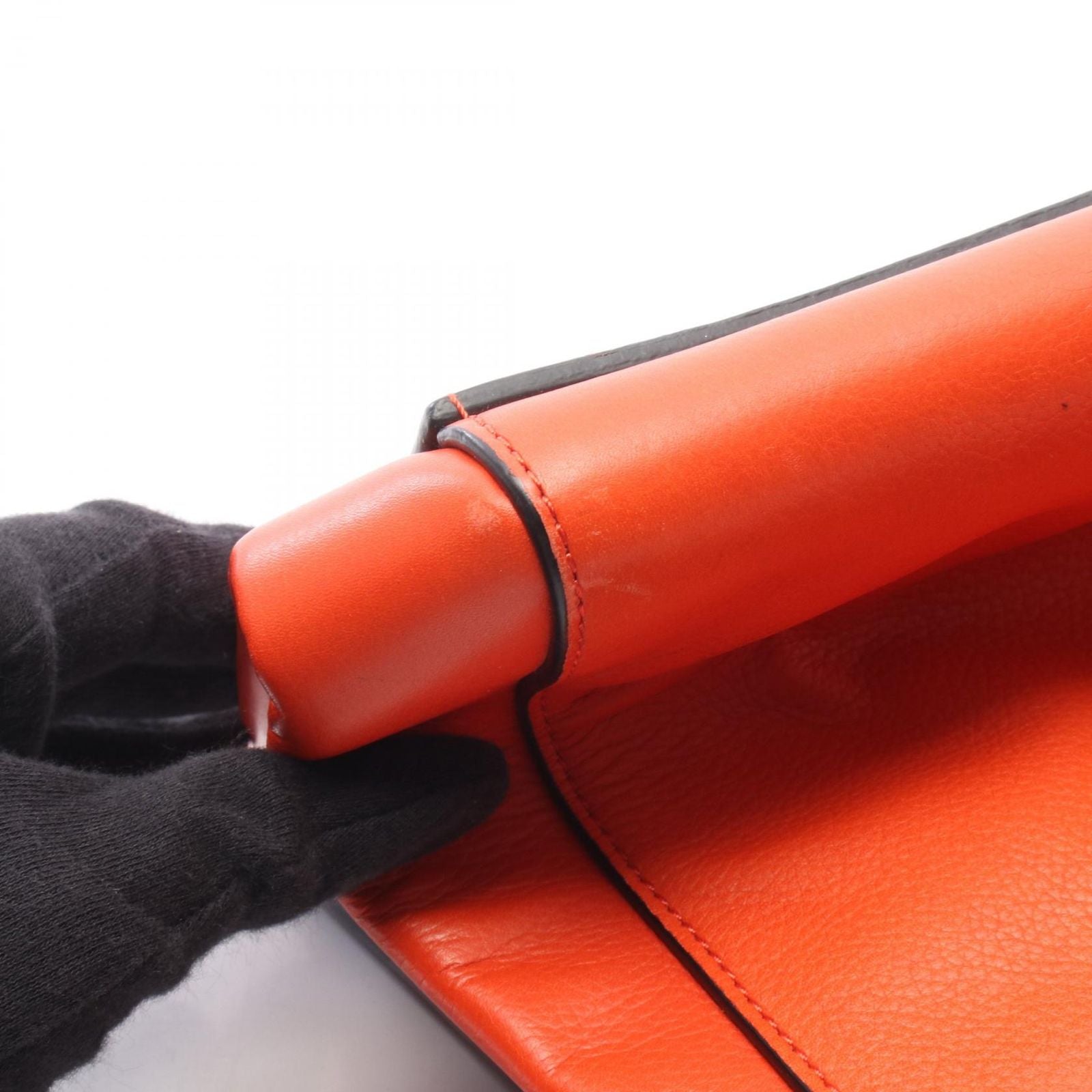 Celine Handbag Edge Medium Orange Leather Hand — view 6