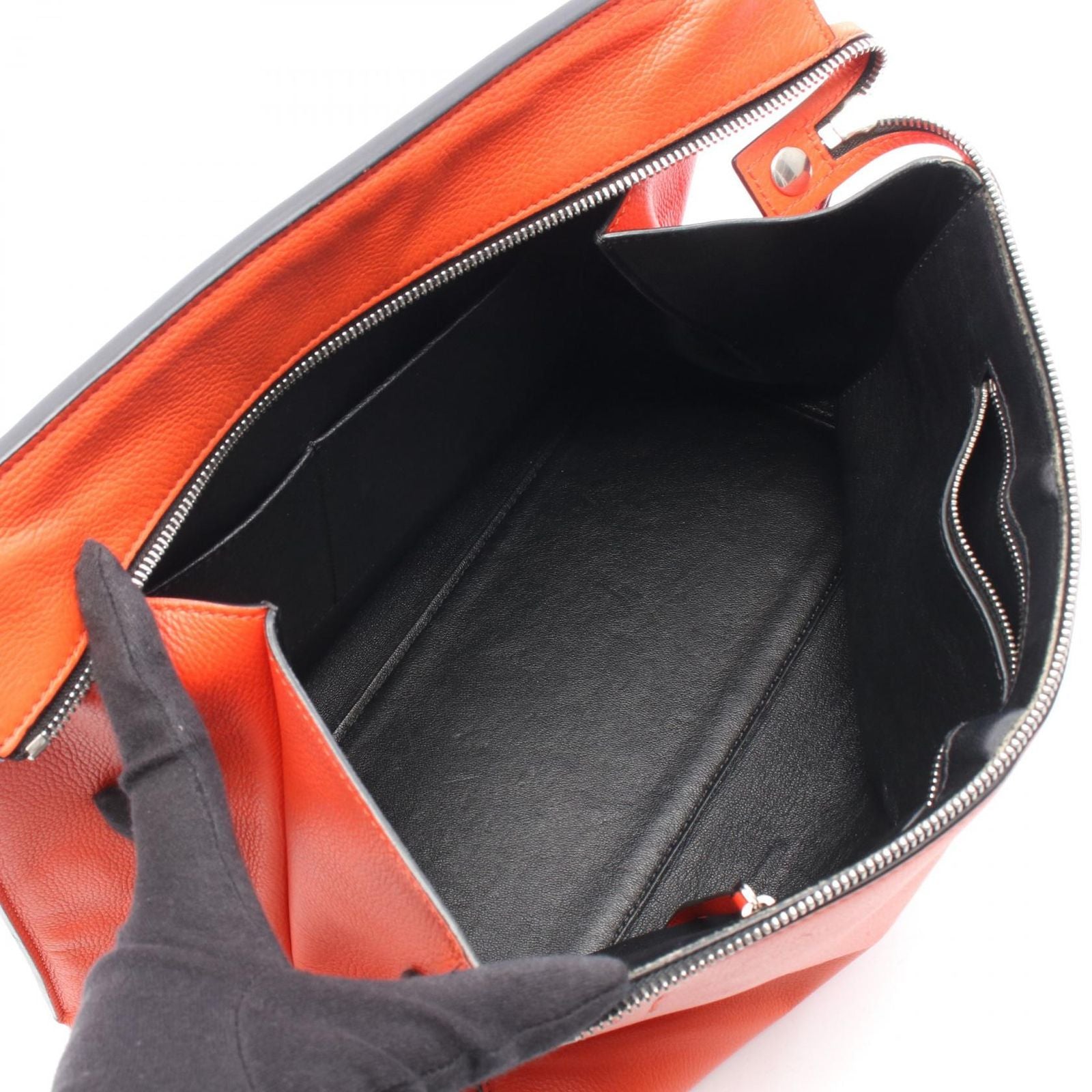 Celine Handbag Edge Medium Orange Leather Hand — view 3