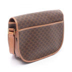 Celine Shoulder Bag Macadam Dark Brown Canvas Leather — view 2